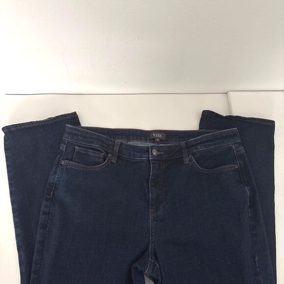 Polished Casual NYDJ Jeans Size 14 Lift Tuck Shaping Dark Wash Slim Straight Leg - Picture 3 of 12